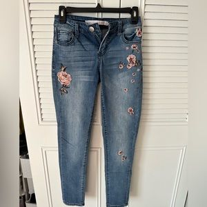 Jeans with pink embroidered roses size 1